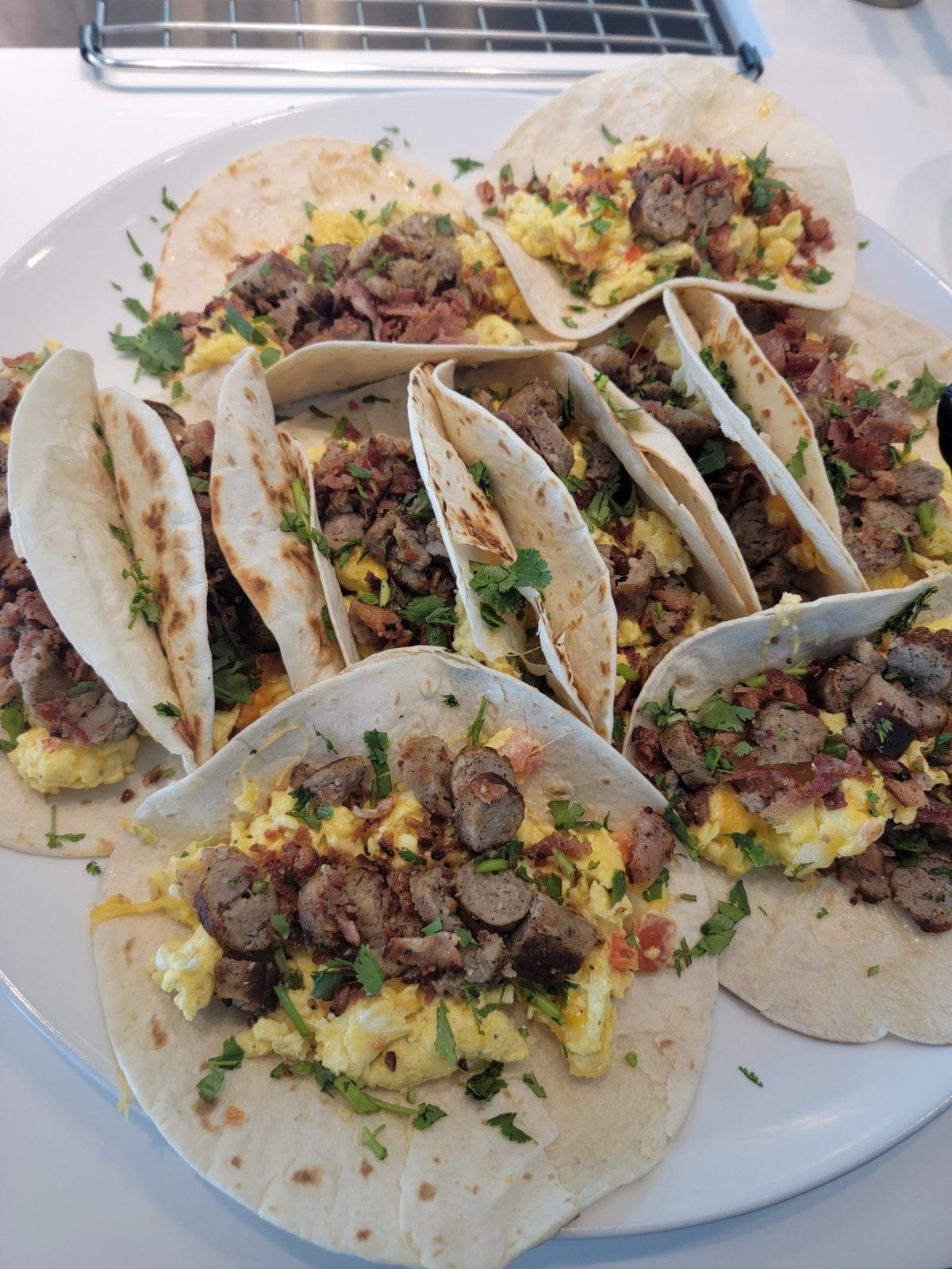 Breakfast tacos prepared by Chef Tenisha