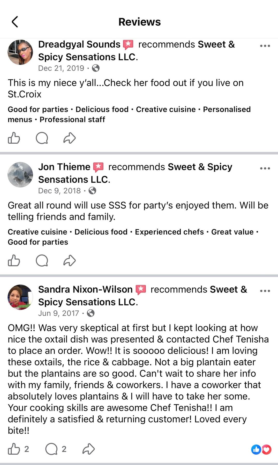Sweet & Spicy Sensations client review